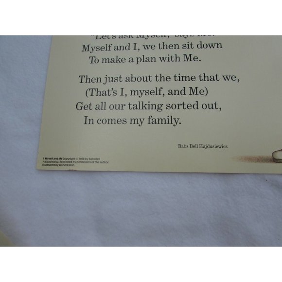 I Myself and Me Grade School Poster Babs Bell Hajdusiewicz 30237 Poetry VNTG - Picture 4 of 4